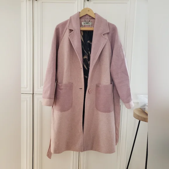 Max Mara belted lined pink coat M/L - Picture 4 of 7